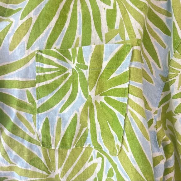Sigrid Olsen Green Linen Leaf Print Button Up Shirt 2X - Picture 5 of 8
